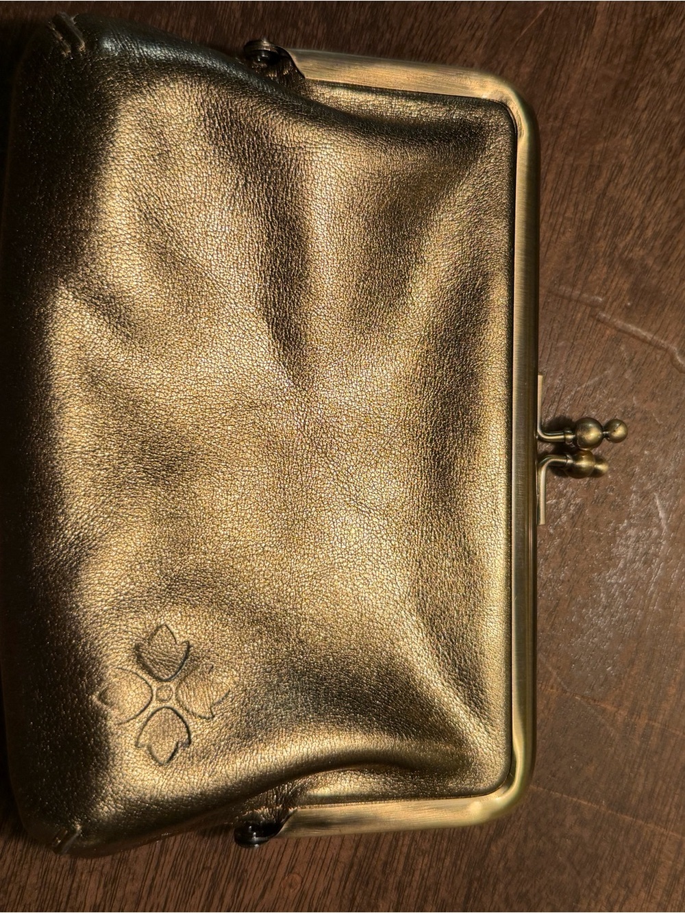 Metallic Gold coin purse w/ card slots Patricia Nash 100% genuine leather